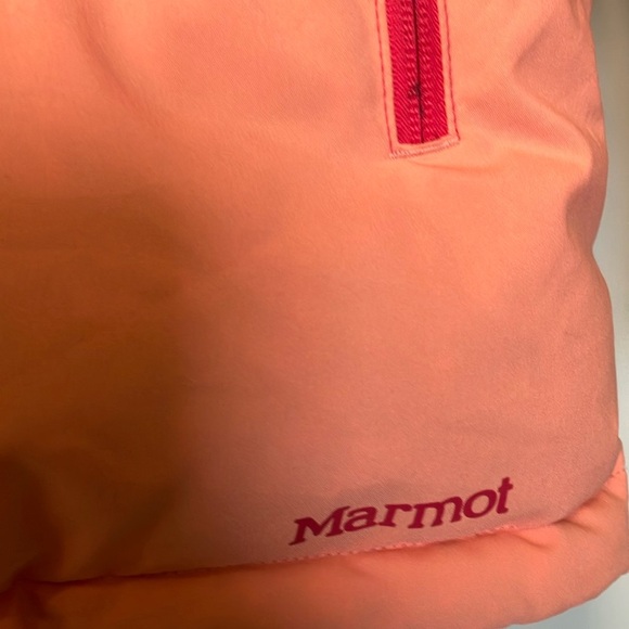 Marmot Kids Vibrant Red and Peach Coral Puffer Jacket - Picture 4 of 9